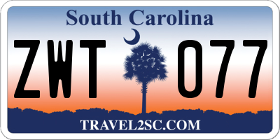 SC license plate ZWT077