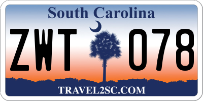 SC license plate ZWT078