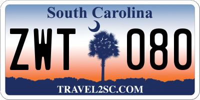 SC license plate ZWT080