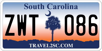 SC license plate ZWT086