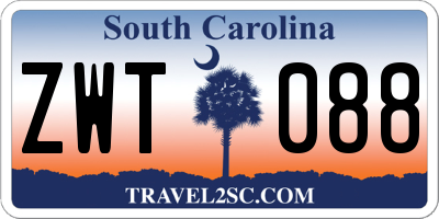 SC license plate ZWT088
