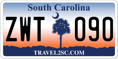 SC license plate ZWT090