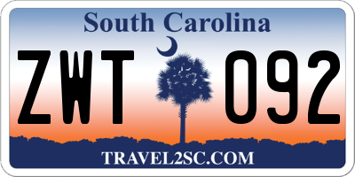 SC license plate ZWT092