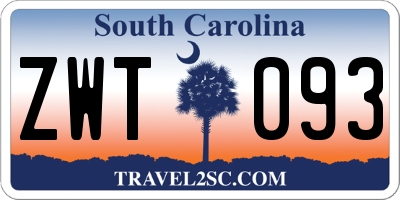 SC license plate ZWT093