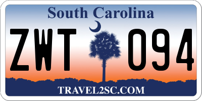 SC license plate ZWT094