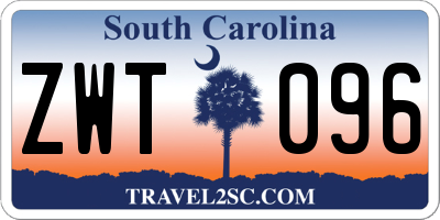 SC license plate ZWT096