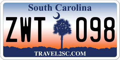 SC license plate ZWT098