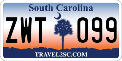 SC license plate ZWT099