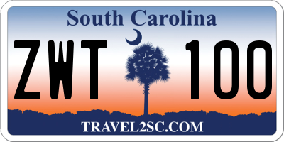 SC license plate ZWT100