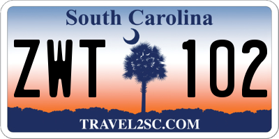 SC license plate ZWT102