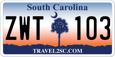 SC license plate ZWT103