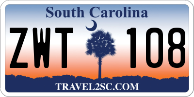 SC license plate ZWT108