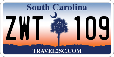 SC license plate ZWT109