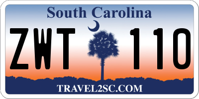 SC license plate ZWT110