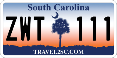 SC license plate ZWT111