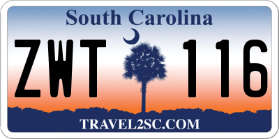 SC license plate ZWT116