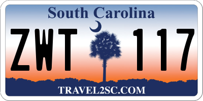 SC license plate ZWT117