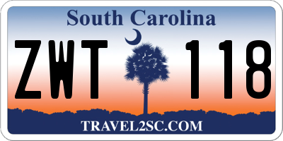 SC license plate ZWT118