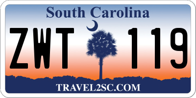 SC license plate ZWT119