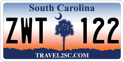 SC license plate ZWT122