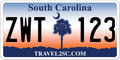 SC license plate ZWT123