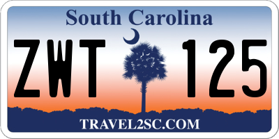 SC license plate ZWT125
