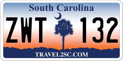 SC license plate ZWT132