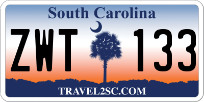 SC license plate ZWT133