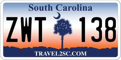 SC license plate ZWT138