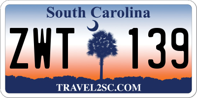 SC license plate ZWT139