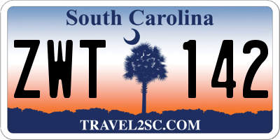 SC license plate ZWT142
