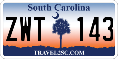 SC license plate ZWT143