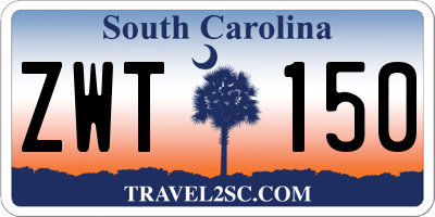 SC license plate ZWT150