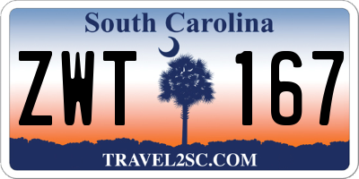 SC license plate ZWT167