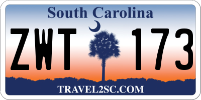 SC license plate ZWT173