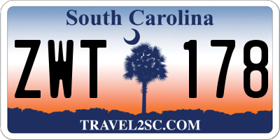 SC license plate ZWT178