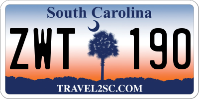 SC license plate ZWT190
