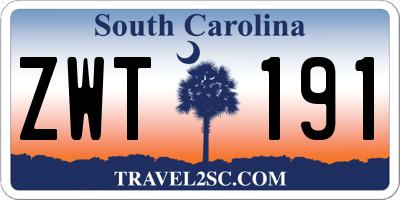SC license plate ZWT191
