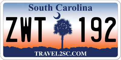 SC license plate ZWT192