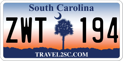 SC license plate ZWT194