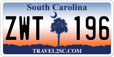 SC license plate ZWT196