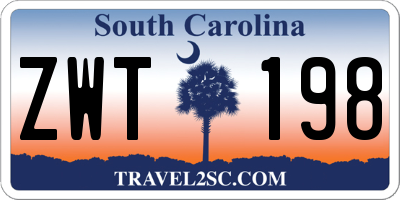 SC license plate ZWT198