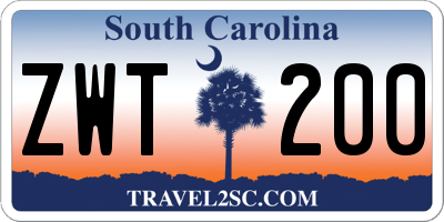 SC license plate ZWT200