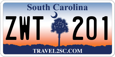 SC license plate ZWT201