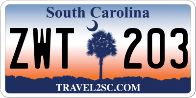 SC license plate ZWT203