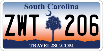 SC license plate ZWT206