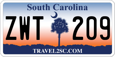 SC license plate ZWT209