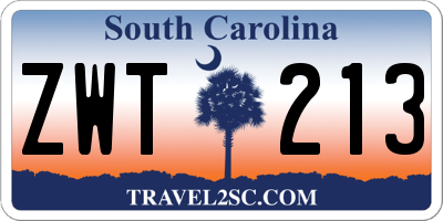 SC license plate ZWT213
