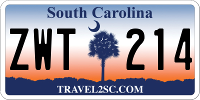 SC license plate ZWT214