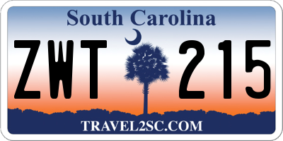 SC license plate ZWT215